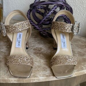 Jimmy Choo Sparkling Gold Heels